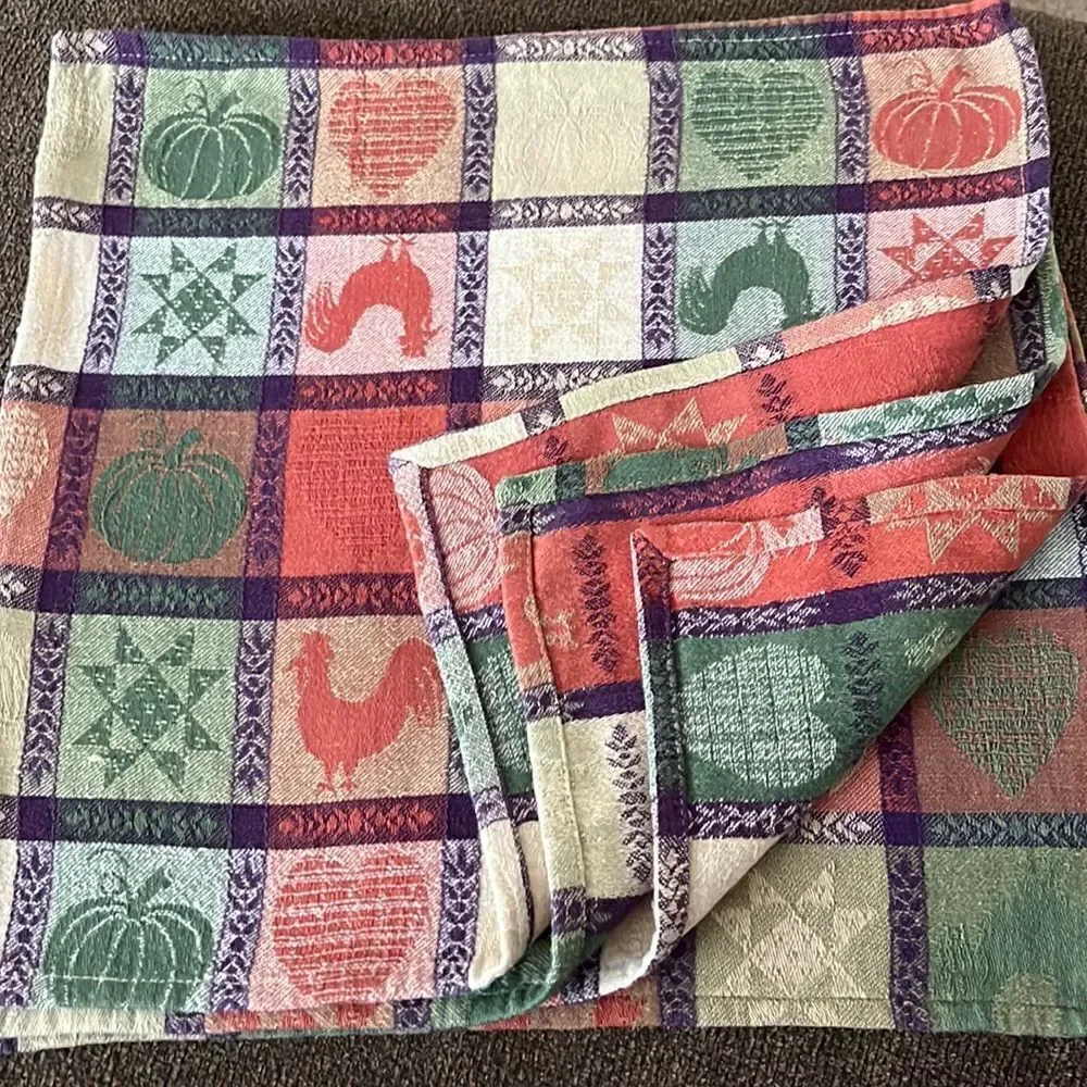 Autumnal2 Farmhouse Set of 4 Dinner Square Cloth Napkins- 16” by 16”